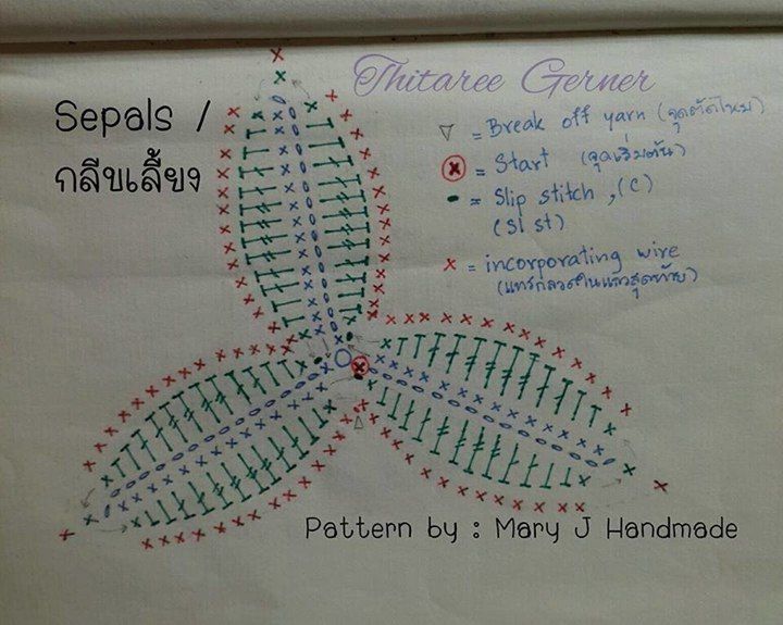 Orchid Crochet Flower Pattern Diagrams