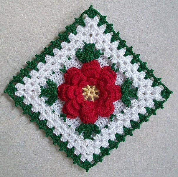 Granny's square with a flower Granny's square with a flower