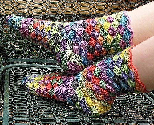 Rainbow Entrelac Socks