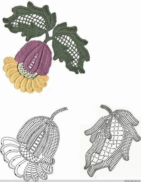 Irish Crochet Leaves + Diagrams Irish Crochet Leaves + Diagrams