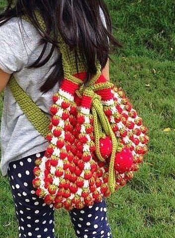 Crochet Strawberry Backpack