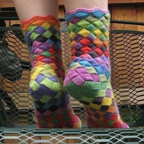 Rainbow Entrelac Socks