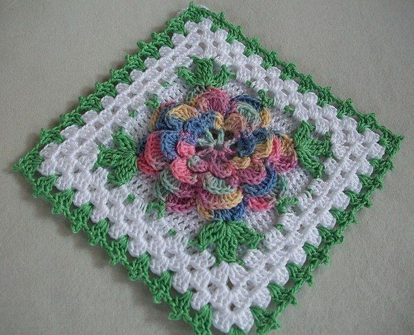 Granny's square with a flower Granny's square with a flower
