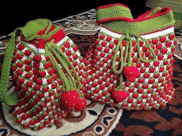 Crochet Strawberry Backpack