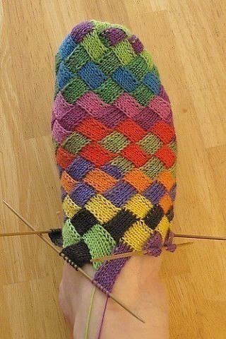 Rainbow Entrelac Socks