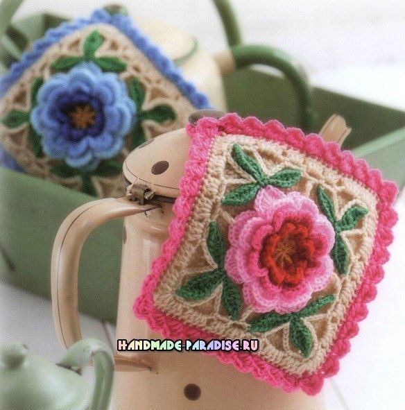 The most beautiful roses crochet pot holders