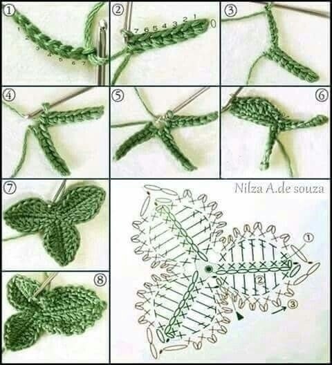 Crochet Flowers and Leaves Crochet Flowers and Leaves
