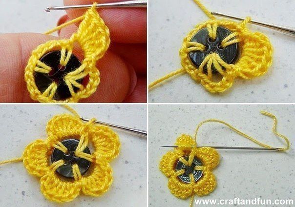 DIY Crochet Button Flower DIY Crochet Button Flower