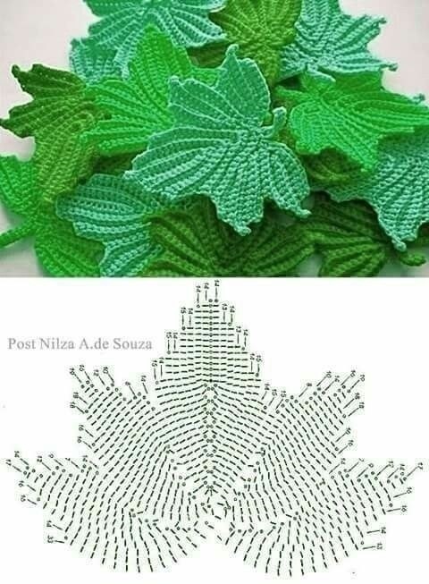 Crochet Flowers and Leaves Crochet Flowers and Leaves