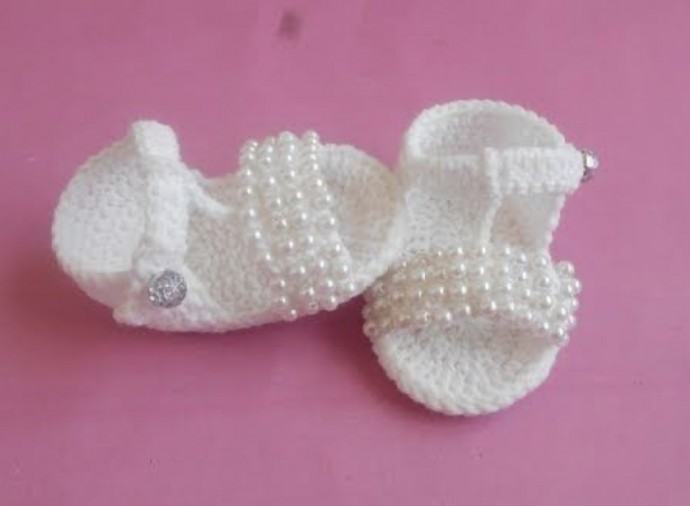 Crochet Baby Beaded Flip Flop Sandals