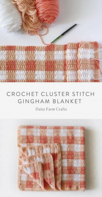 Crochet The Cluster Stitch Gingham Blanket