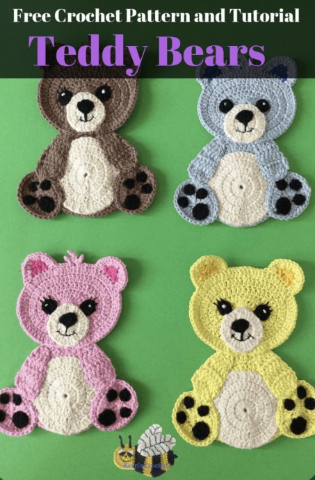 DIY Crochet Teddy Bear Applique