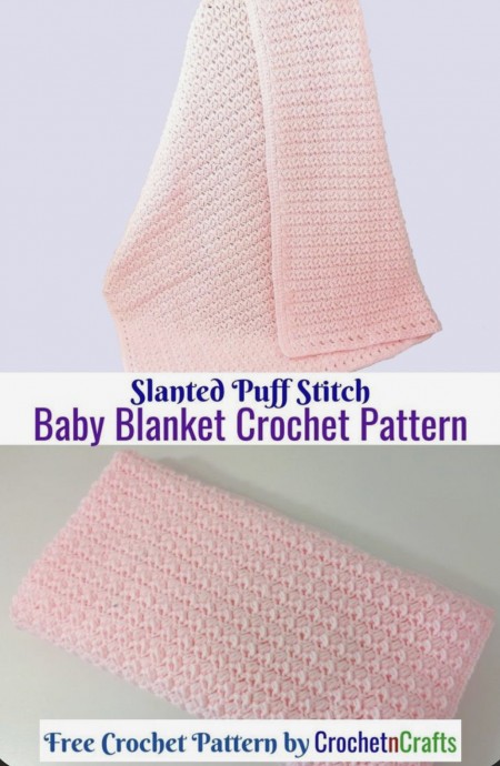 Make a Slanted Puff Stitch Textured Baby Blanket