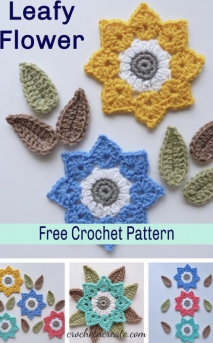 Beautiful Crochet Leafy Flower