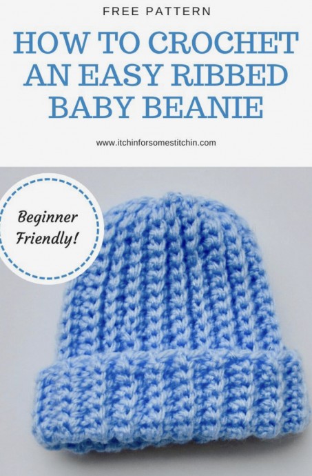 Crochet Ribbed Baby Beanie Pattern For Beginners
