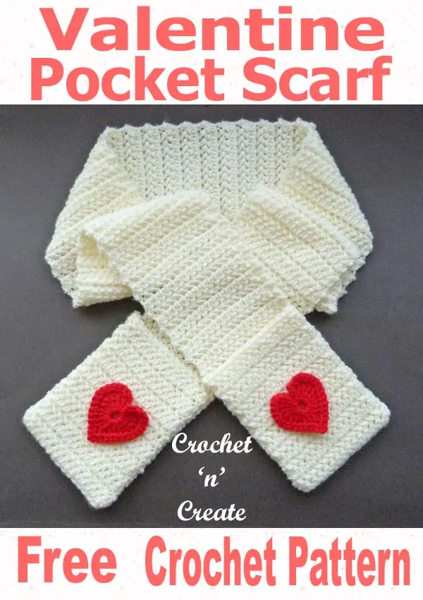 valentine pocket scarf free crochet pattern