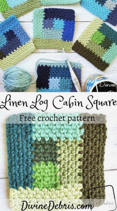Discover the Charming Linen Log Cabin Square Crochet Pattern - Free and Easy Tutorial Discover the Charming Linen Log Cabin Square Crochet Pattern - Free and Easy Tutorial