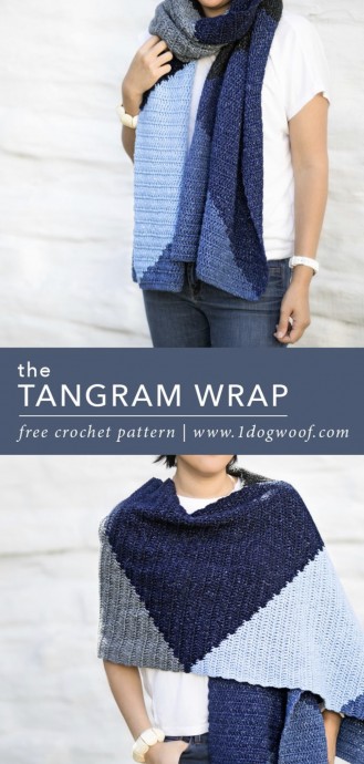 Create a Stunning Tangram Wrap with This Easy Free Crochet Pattern Create a Stunning Tangram Wrap with This Easy Free Crochet Pattern