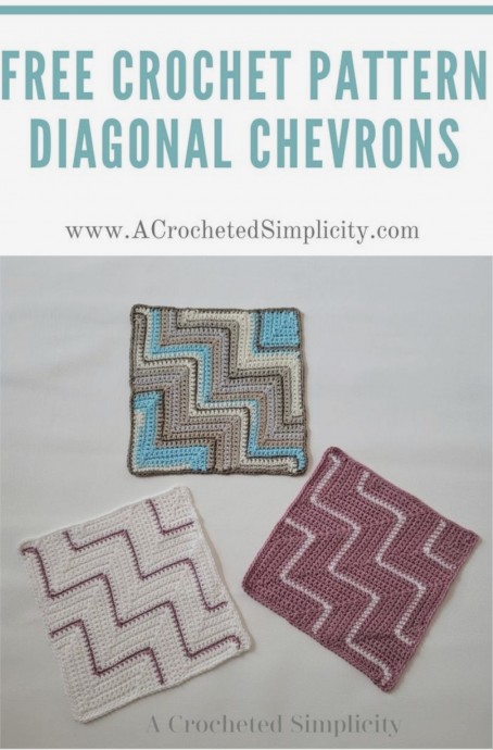 Make a Diagonal Chevrons 12″ Afghan Square