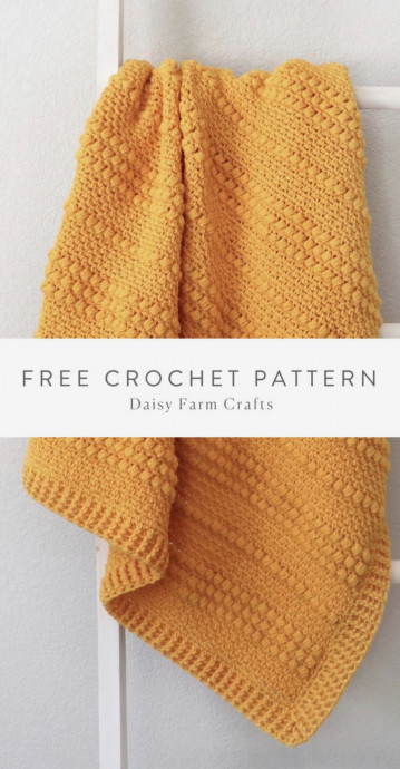 Cute Crochet Gold Puffs Baby Blanket