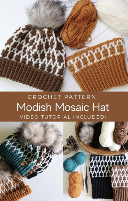 Free Crochet Pattern for Modish Mosaic Hat - Stylish and Functional Free Crochet Pattern for Modish Mosaic Hat - Stylish and Functional