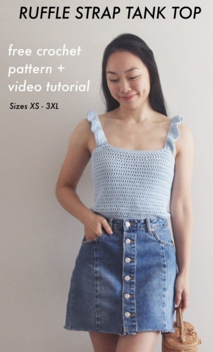 Create Your Own Beautiful Ruffle Strap Tank Top with This Easy Crochet Pattern Create Your Own Beautiful Ruffle Strap Tank Top with This Easy Crochet Pattern