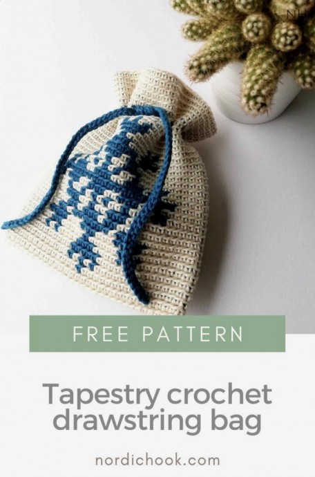 Simple Tapestry Crochet Drawstring Bag