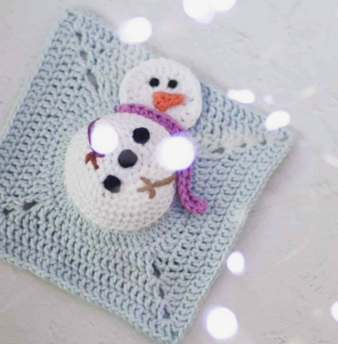 Create a Cozy Snowman Granny Square with Simple Materials and Instructions Create a Cozy Snowman Granny Square with Simple Materials and Instructions