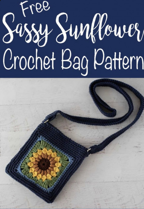 Sassy Sunflower Crochet Crossbody Bag