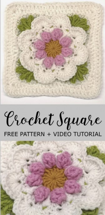 DIY Crochet 3D Flower Granny Square