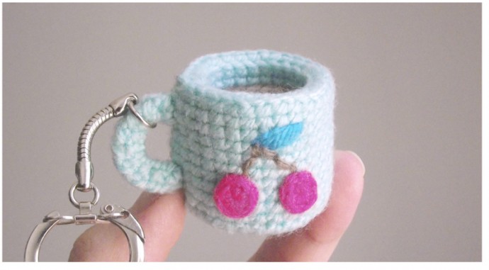 Tiny Amigurumi Cup Keychain