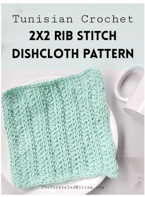 Tunisian Crochet Rib Stitch Dishcloth