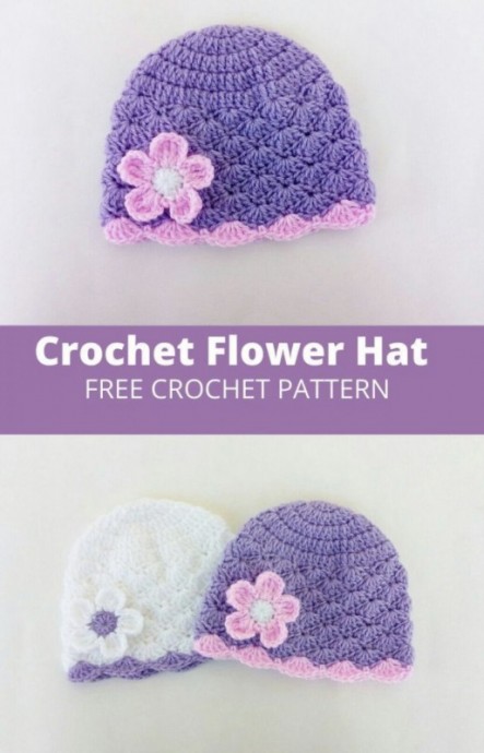 Easy Lacy Crochet Baby Hat With Flower