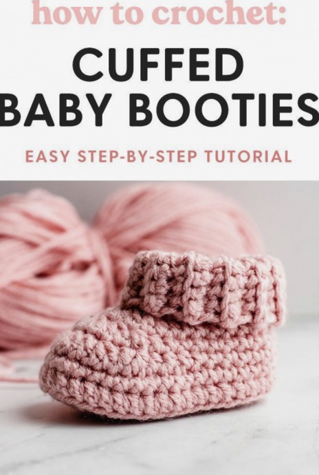 Classic Crochet Baby Booties with Folded Cuff