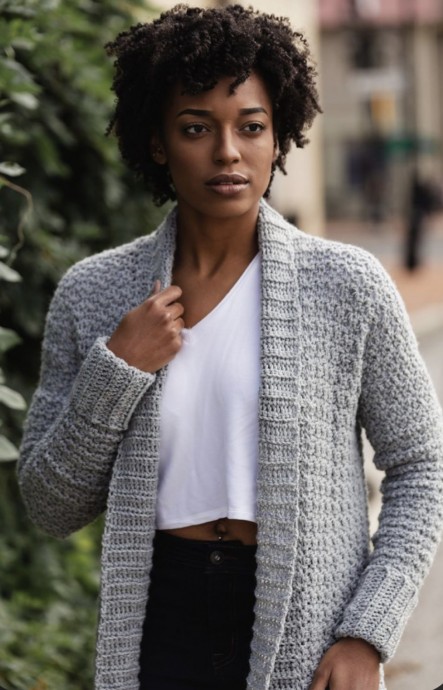 Long Modern Cozy Crochet Cardigan