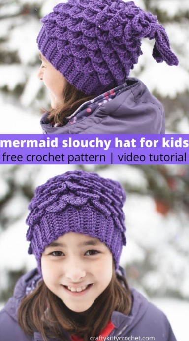 Super Cute Mermaid Slouchy Hat For Kids
