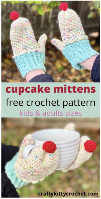 Cupcake Mittens for Kids & Adults