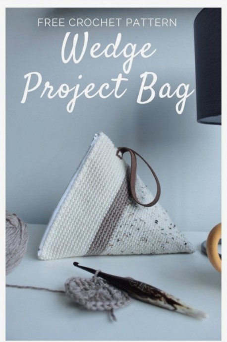 Stylish Crochet Wedge Project Bag