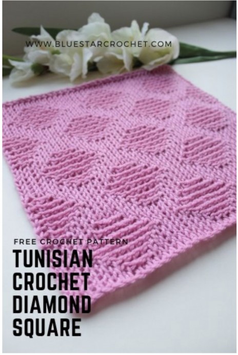 Tunisian Crochet Diamond Square