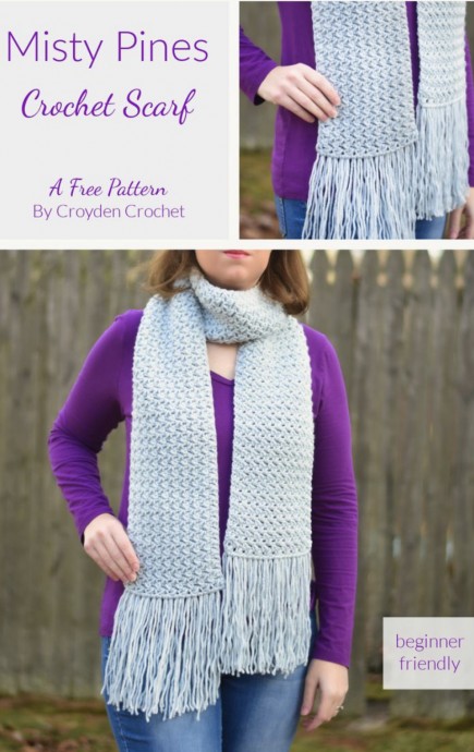 Beautiful Misty Pines Crochet Scarf