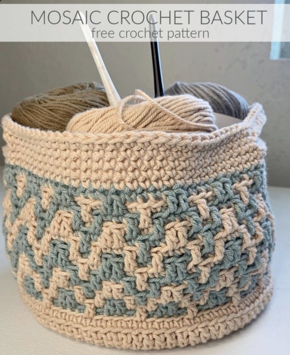 Mosaic Crochet Basket