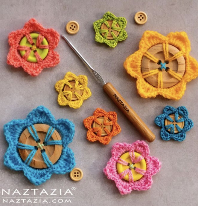 Beautiful Crochet Button Flower