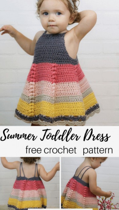 Beautiful Puff Stitch Crochet Toddler Dress