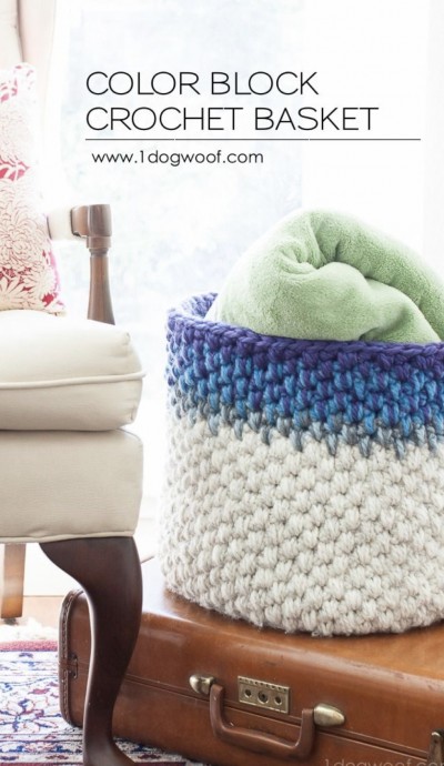 Color Block Crochet Basket