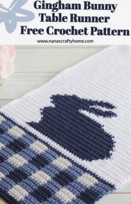 DIY Gingham Bunny Crochet Table Runner