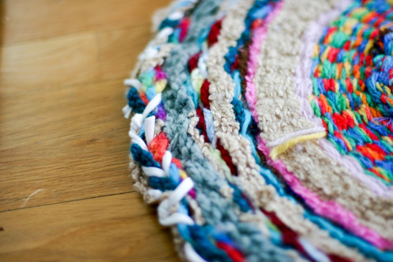 Make a rug from recycled tees or yarn leftovers