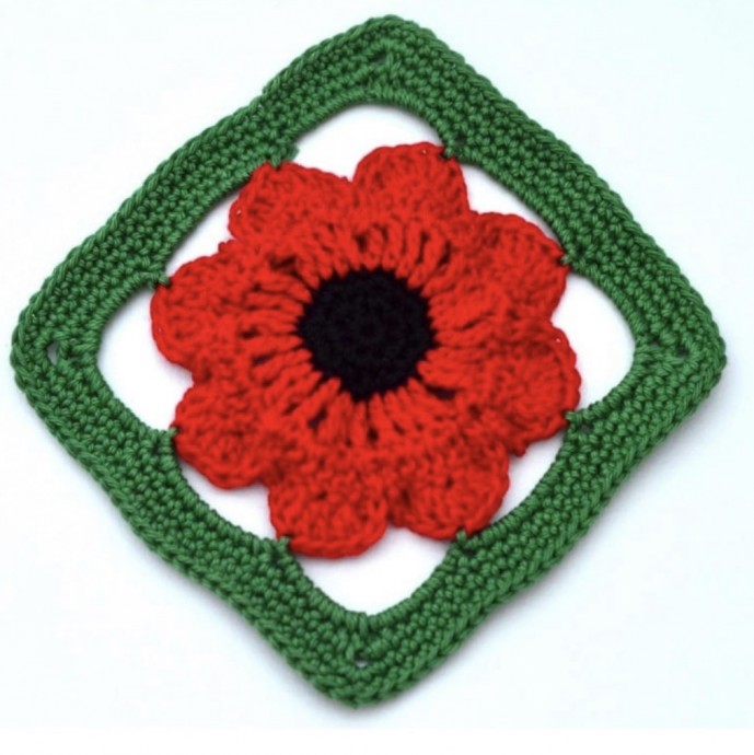 DIY Field Poppy Granny Square