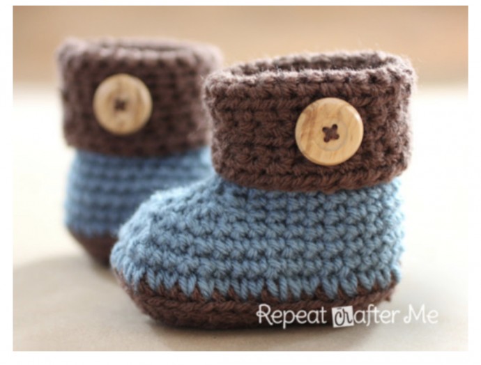 Super Cute Crochet Cuffed Baby Booties