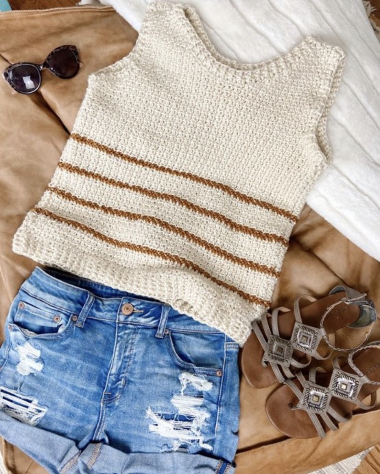 Wander Striped Crochet Tank Top