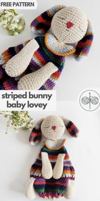 Striped Bunny Baby Lovey